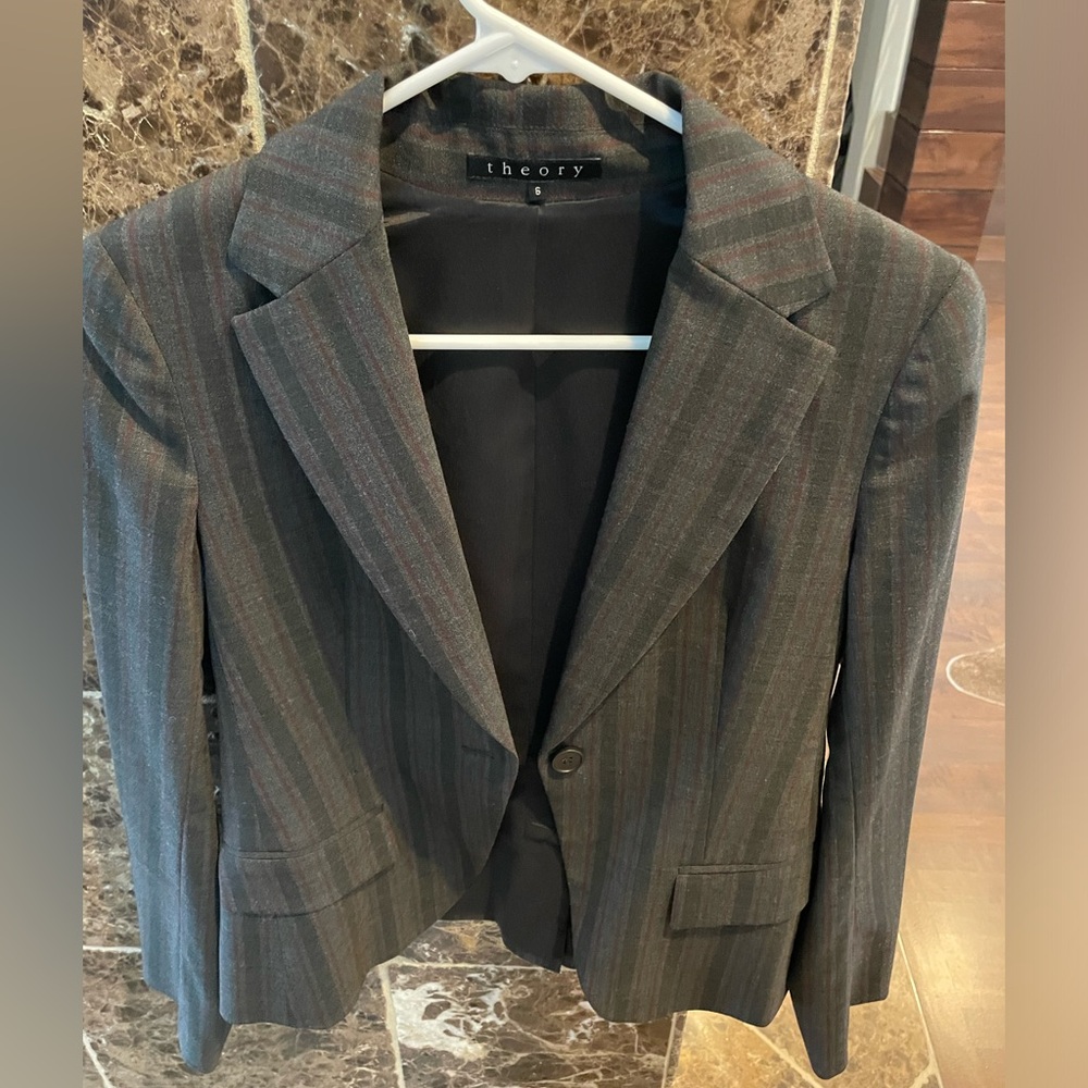Theory Women’s Blazer Size 6 Grey/Burgundy